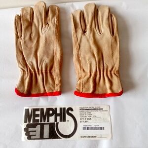 Memphis NWOT Cowhide Leather Driver Style 3170 Work Gloves Size S Faux Fur Lined
